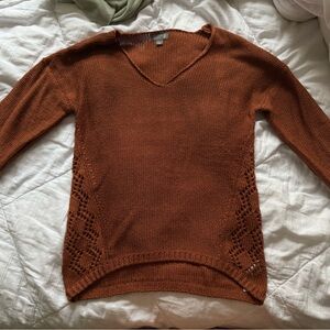 Francesca's Collections V-Neck Sweater in Warm Brown